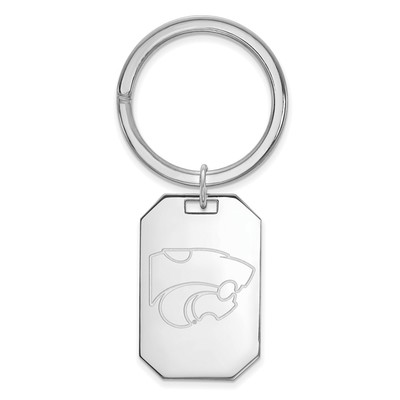 Sterling Silver Rhodium-plated LogoArt Kansas State University Wildcat Key Ring