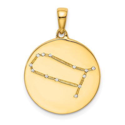 Sterling Silver Gold-plated & CZ Gemini Zodiac Pendant