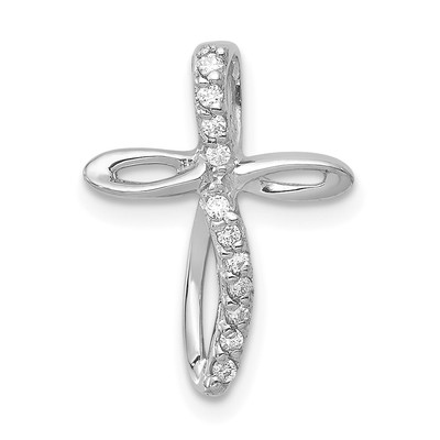 14k White Gold 1!5 carat AA Diamond Cross Chain Slide
