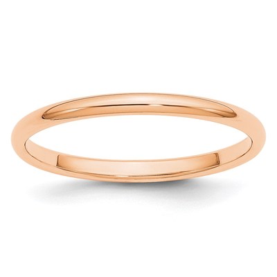 10k Rose Gold 2mm Half Round Wedding Band Size 11.5