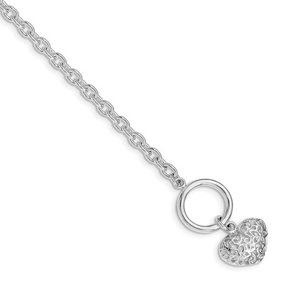 Sterling Silver Polished Heart Bracelet