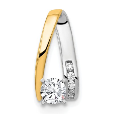 14k Two-tone Peg-Set A Diamond Semi-Mount Slide Fits up to 2mm Regular/6mm Fancy or Reversible Omega