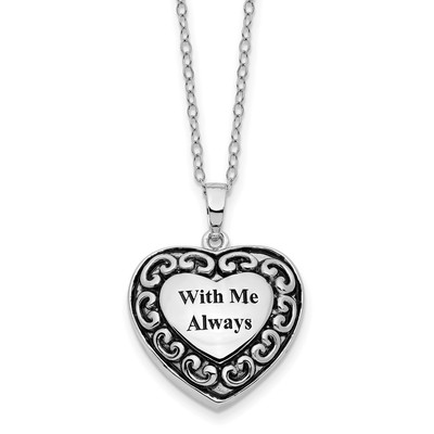 Sterling Silver Rhodium With Me Always Ash Holder 18in Necklace