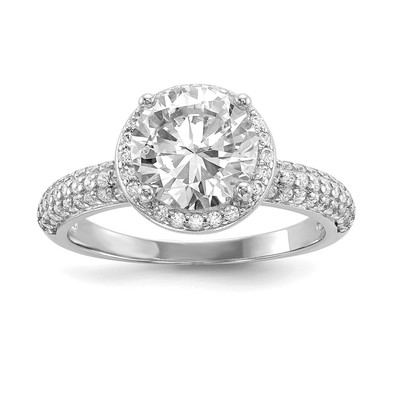 Sterling Silver Rhodium-plated CZ Pav? Ring