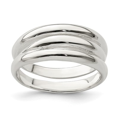 Sterling Silver Solid Fancy Ribbed Ring