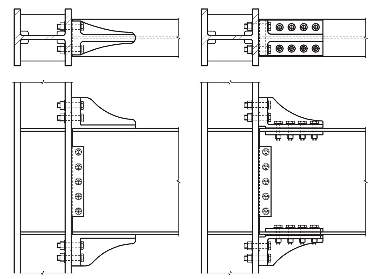 After the 1994 Northridge earthquake, new building standards were established for connecting steel beams. Pictured above are different types of connections approved by the American Institute of Steel Construction to better weather seismic shaking.