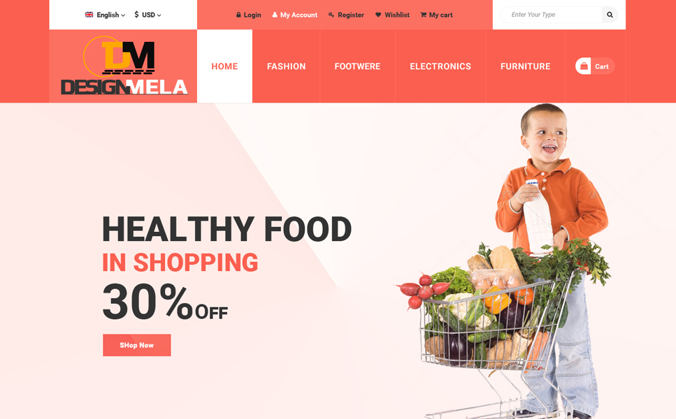 Download PSD шаблон "DesignMela eCommerce PSD Template" / DesignMela eCommerce PSD Template - PSD шаблон на тему модный магазин business coffee shop . tea drinks ecommerce magento modern design online shopping opencart prestashop