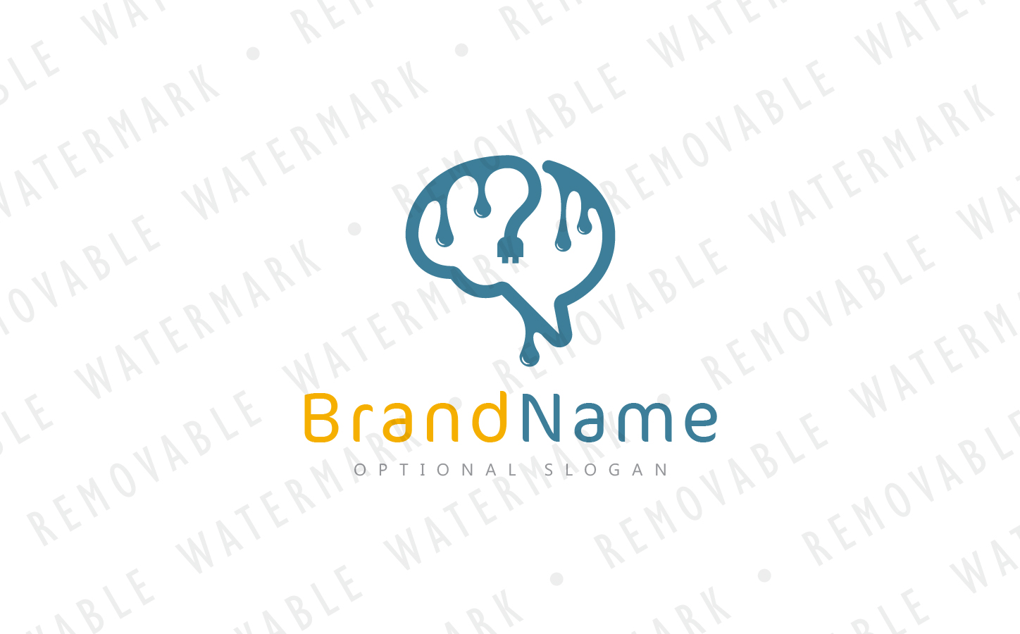 Download Шаблон логотипа "Ink & Wire Brain - Logo Template" / Ink & Wire Brain - Logo Template - Шаблон логотипа на тему графика social information energy creative idea solution question power ink connection think brain cable mind plug cord wire logo design template
