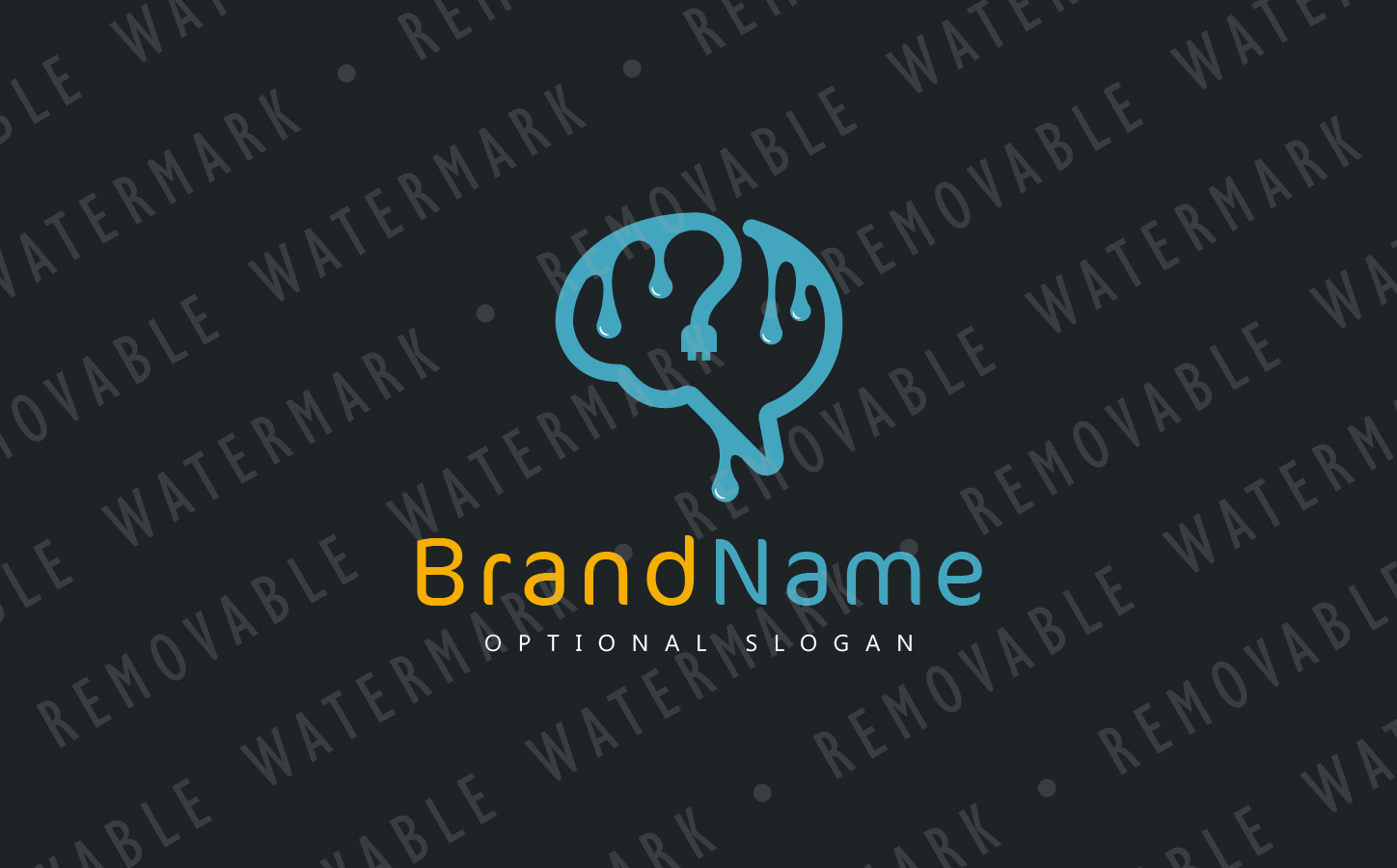 Download Шаблон логотипа "Ink & Wire Brain - Logo Template" / Ink & Wire Brain - Logo Template - Шаблон логотипа на тему графика social information energy creative idea solution question power ink connection think brain cable mind plug cord wire logo design template