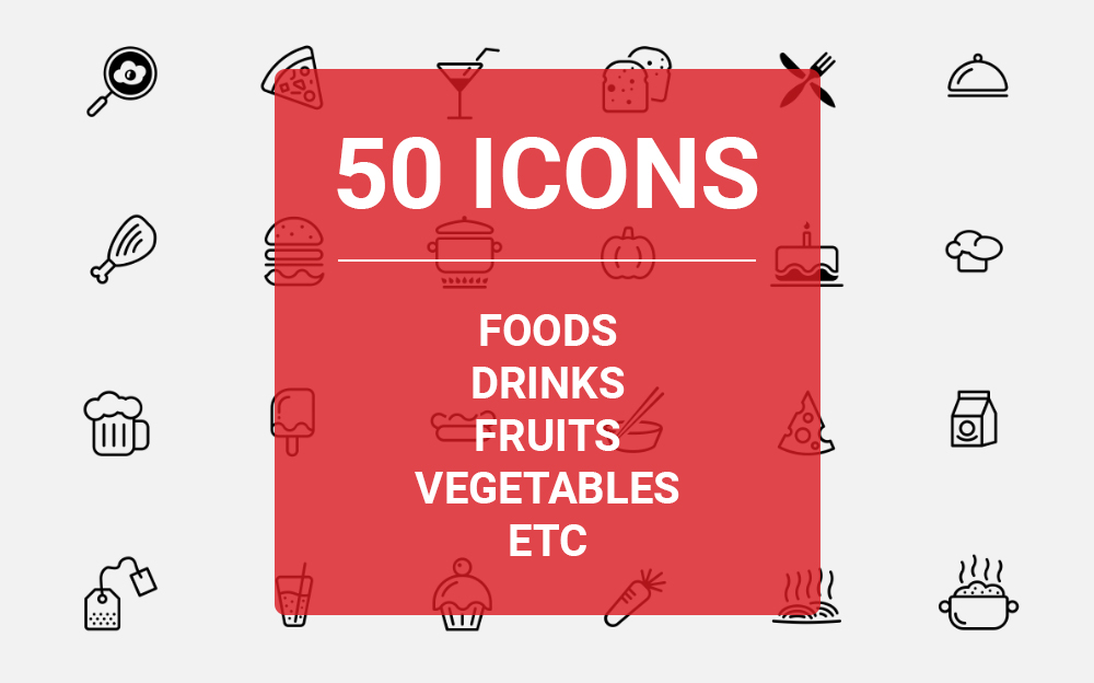 Download Набор иконок "Food & Drink Icon Set" / Food & Drink Icon Set - Набор иконок на тему графика icons food drink eat meal eating fare meat feed vegetables fruits apple lemon coffee grapes watermelon pizza beer cheese fries