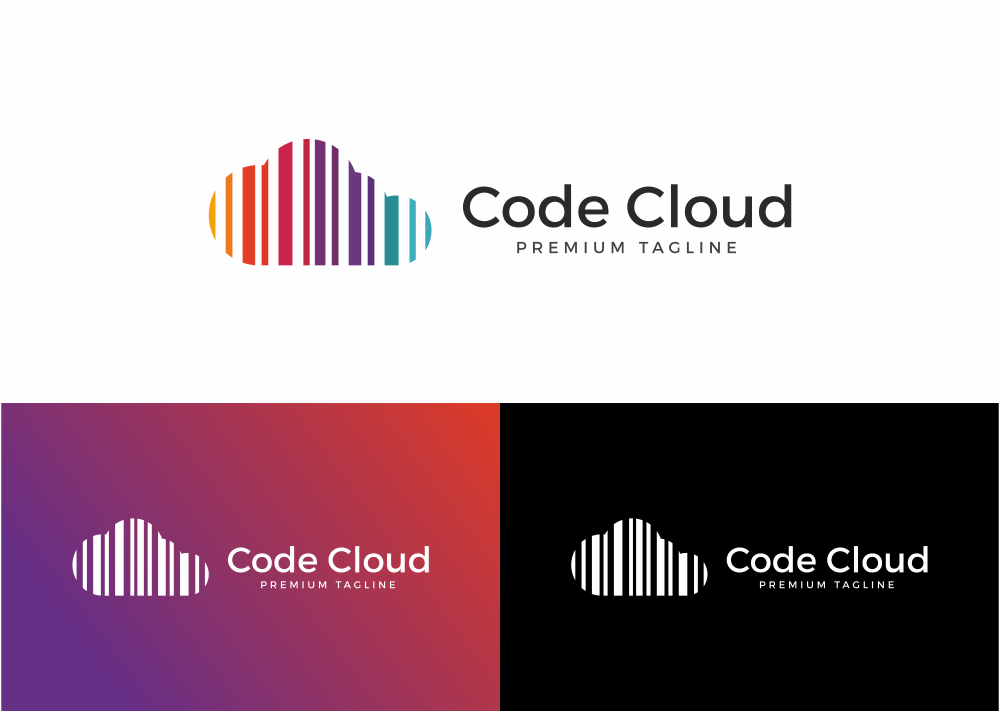 Download Шаблон логотипа "Cloud Code Logo Template" / Cloud Code Logo Template - Шаблон логотипа на тему графика broadcast company colorful creative media design digital app entertainment fashion h letter h logo internet mobile multimedia apps n online
