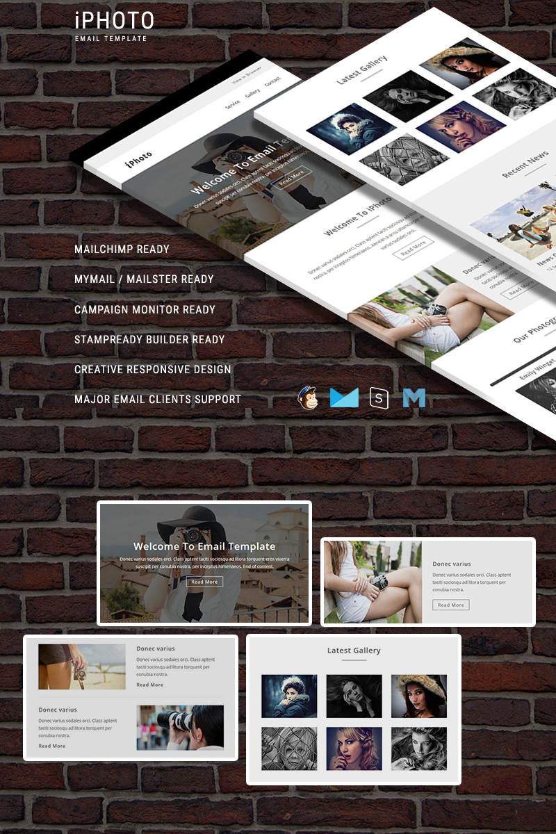 Photo Gallery Responsywne Motyw Newsletter Mały zrzut ekranu Responsywny szablon Newsletter #64734 na temat: galeria fotografii