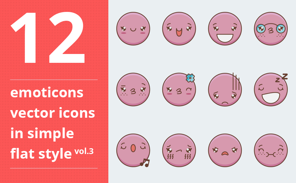 Download Набор иконок "Emotions vector vol.2 Icon Set" / Emotions vector vol.2 Icon Set - Набор иконок на тему графика vector icon simple outline flat illustration computer interface graphic design art web symbol emotions emoticon emoticons emoji smile face avatar people