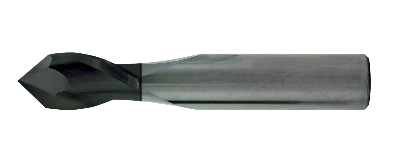 Solid Carbide Altin Coated 2 Flute Drill Mill 120 Degree Included Angle .375 Shank X 3.0 Oal 1.00 Od Length 30 Deg Helix