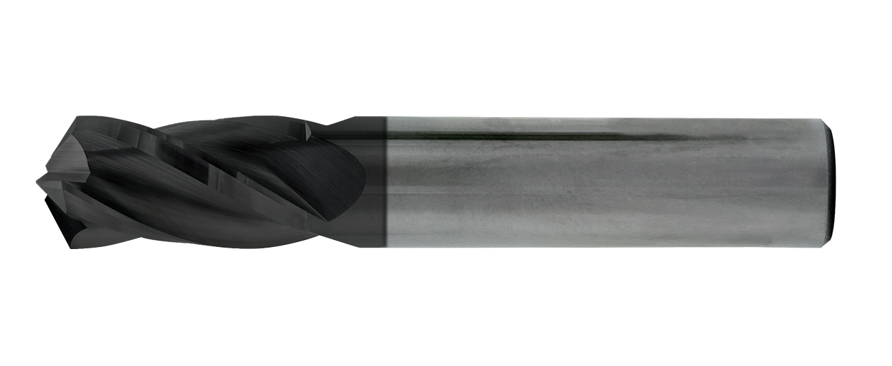 Solid Carbide Altin Coated 4 Flute Drill Mill 90 Degree Included Angle .375 Shank X 3.0 Oal 1.00 Od Length 30 Deg Helix