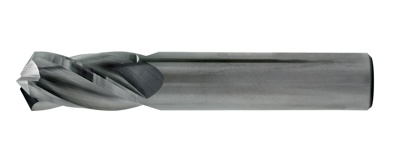 Solid Carbide 4 Flute Drill Mill 90 Degree Included Angle .187 Shank X 2.0 Oal .625 Od Length 30 Deg Helix
