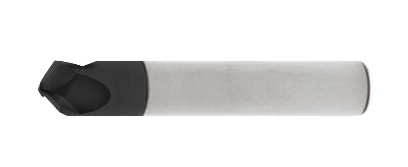 Helical Chamfer Mill Carbide Altin Coated Angle 120 Flutes 3 Loc 0.055 Tip Dia 0.06 Shank Dia 0.25 Oal 2.5