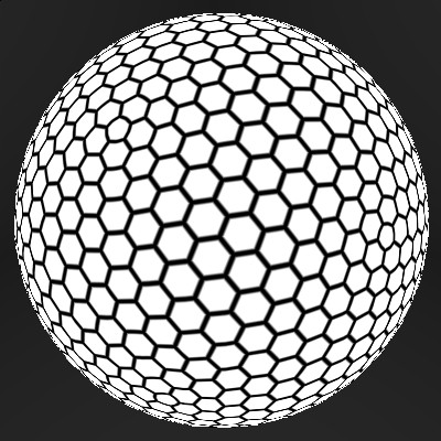 Sphere covered with hexagon grid (mostly) screenshot