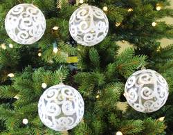 Sleetly™ 100mm Transparent Ball Ornaments - White Swirl