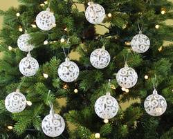Sleetly™ 60mm Transparent Ball Ornaments - White Swirl