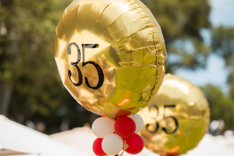Balloons celebrating staff years of service