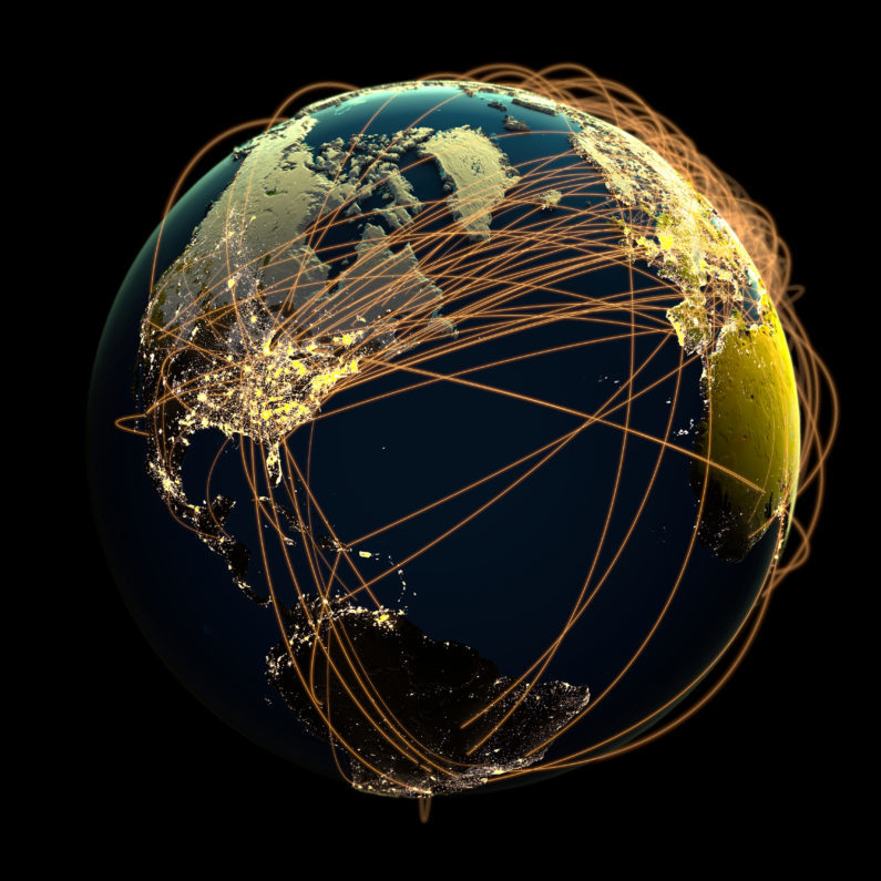 3D rendering of global communications