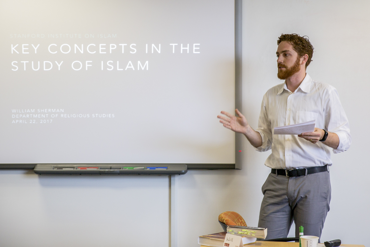 Will Sherman delivers the opening lecture of the Stanford Institute on Islam.