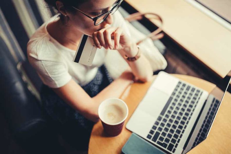 Woman making online order