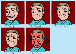 Dr. Sicko, whose expressions range from smiling to red-in-the-face furious, comments on players' decisions and awards or subtracts points based on them. -