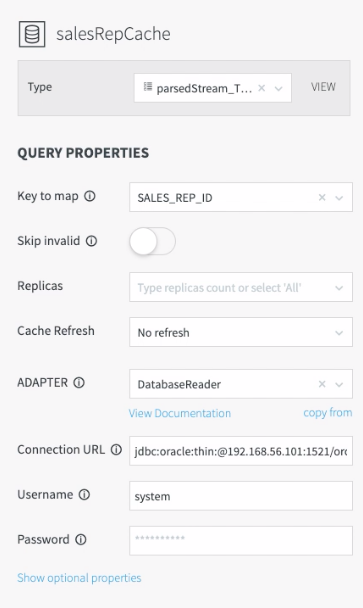 Configuring Database Properties for the Sales Rep Cache