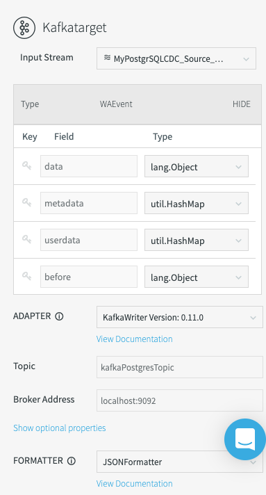 Configuring the Kafka target formatter