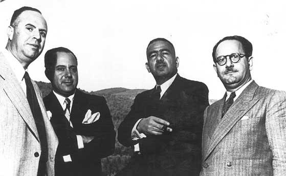 Léon Dichy (first on the right) member of the Egyptian Delegation to the United Nations Monetary Conference at Bretton Woods USA, on July 6 1944. (From the book “The Golden Era of the Jews of Egypt” by Levana Zamir)