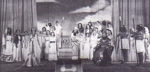 Performance at the Opera of Cairo in 1947, of the play Esther from the French author Racine, presented by the young choir of Maestro Albert Hemsi. Art was not only a leisure time, but an important part of the Jewish Community education at school. (From the book “The Golden Era of the Jews of Egypt” by Levana Zamir)