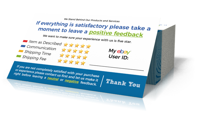 30 Blue Ebay Seller Thank You Cards 5 Star Feedback Rating Free Shipping Ebay Ebay Thank You Card Template
