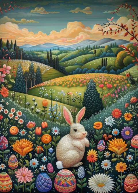 Preview for Easter-bunny-floral-landscape-template-1f556