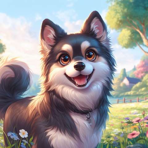 Preview for Cartoon-dog-field-flowers-aiold-template-fb68b