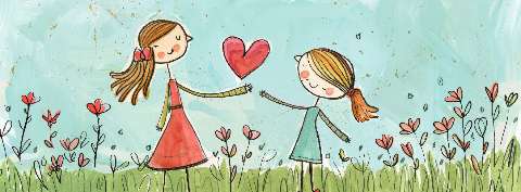 Preview for Girls-sharing-love-flowers-mothers-day-template-c5369