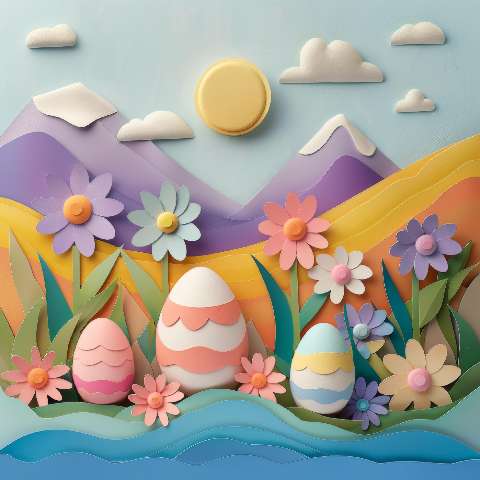 Preview for Easter-eggs-paper-art-landscape-template-3363f