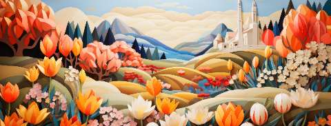 Preview for Floral-landscape-with-distant-castle-easter-facebook-template-76ec0