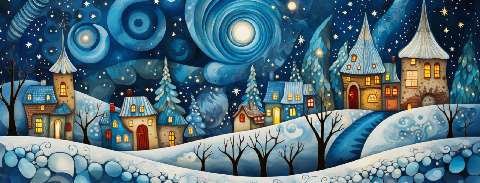 Preview for Whimsical-winter-village-night-sky-christmas-facebook-template-9bed8