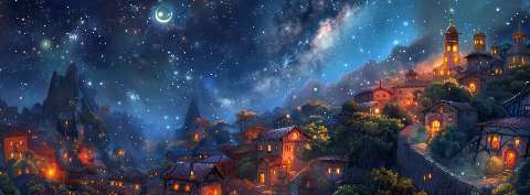 Preview for Whimsical-nighttime-village-under-starry-sky-astrophotography-co-6e540