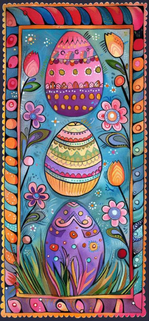 Preview for Easter-eggs-folk-art-easter-phone-template-b4370