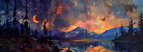 Preview for Night-sky-over-mountains-and-lake-astrophotography-cover-templat-9cbf9