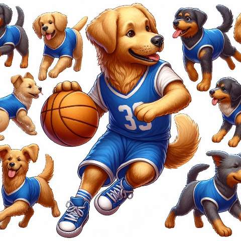 Preview for Dogs-playing-basketball-illustration-aifashion-template-8a3d5