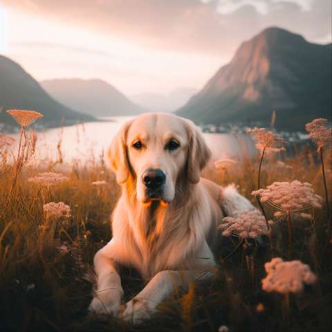 Preview for Serene-golden-retriever-mountain-landscape-aiold-template-73811