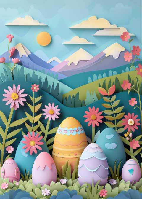 Preview for Easter-eggs-in-landscape-template-74775