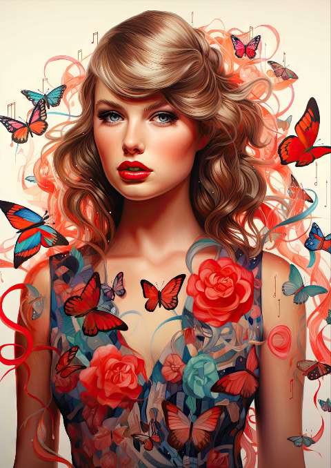 Preview for Taylor-swift-floral-butterfly-art-template-96af9