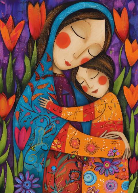 Preview for Mother-child-floral-embrace-mothers-day-template-be91c