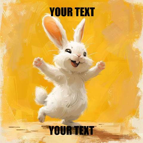 Preview for Happy-white-rabbit-illustration-easter-meme-template-f612f