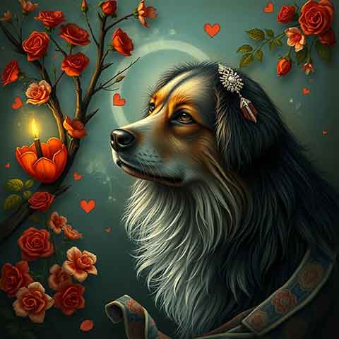 Preview for Dog-with-roses-and-hearts-aiold-template-79bc7